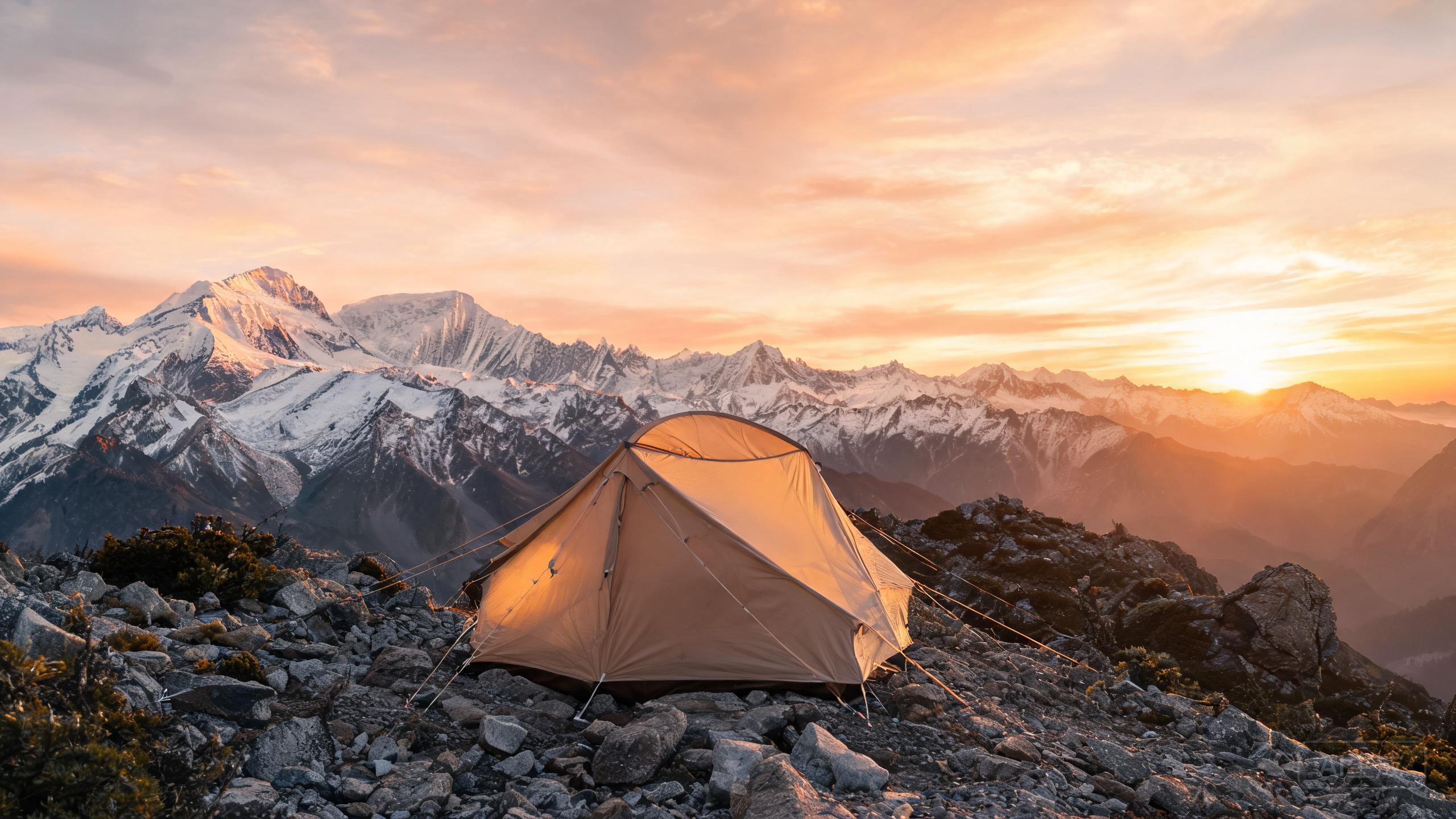BeaconHerm tent pitched at golden hour in the Rocky Mountains